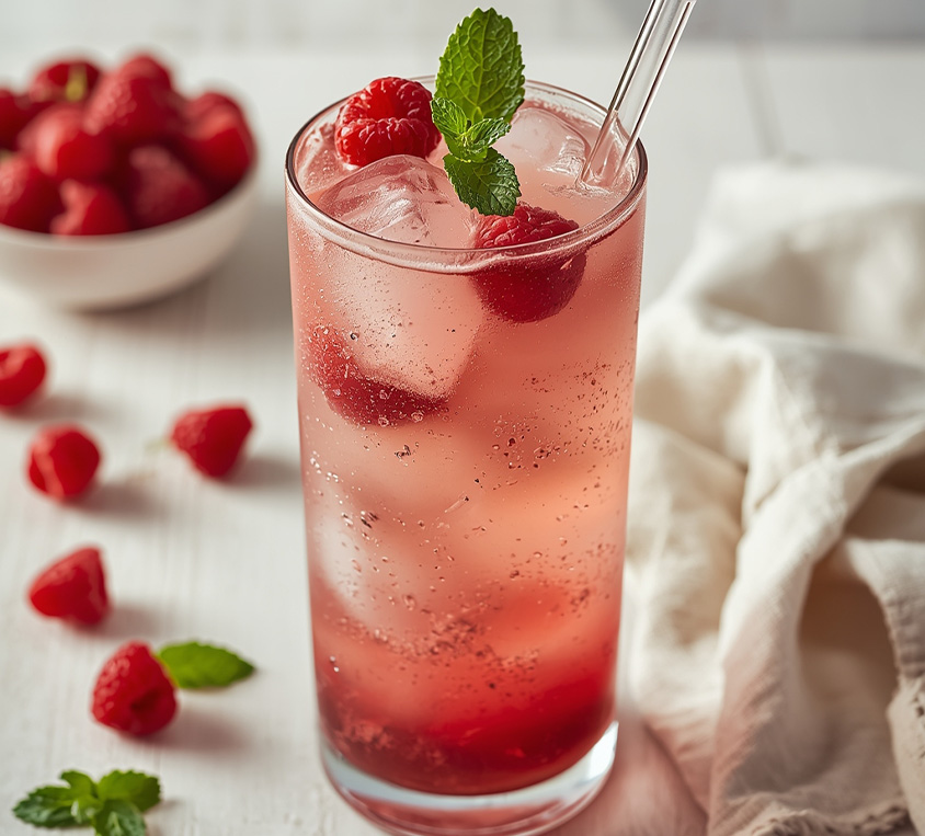 Przepis na mrożoną białą herbatę White Berry Leo Tea z malinami i limonką